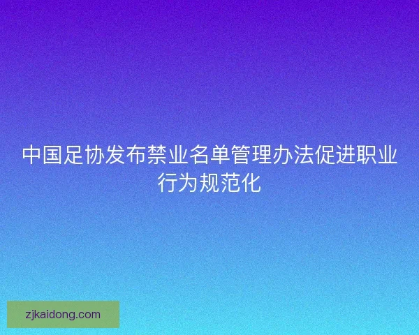 中国足协发布禁业名单管理办法促进职业行为规范化