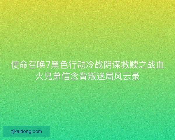使命召唤7黑色行动冷战阴谋救赎之战血火兄弟信念背叛迷局风云录